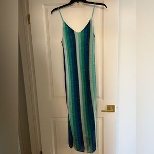 Zara midi sequin dress in different shades of blue striped